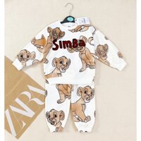 (Mã NSF020250 giảm 50K) ✨MALINHKID✨BN048-Bộ nỉ da cá SIMBA vàng trắng  cổ tròn trẻ em VNXK