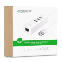 [Mã SKAMSALE0123 giảm 10% đơn 200k] Bộ chia 3 cổng USB with mạng Lan 10/100Mbps Ugreen 30297