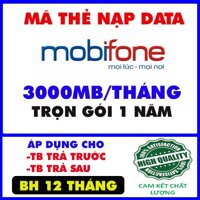 Mã Thẻ Nạp DATA 4G Cho Thuê bao di động Mobiphone Trọn gói 1 năm không nạp tiền