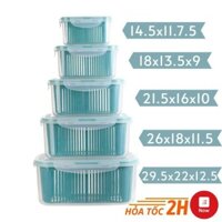 [Mã TRN08 giảm 8% đơn 200k] Bộ 5 Rổ Nhựa 2 Lớp Nhiều Kích Cỡ Có Nắp Đậy Cao Cấp Có Thể Làm Thau Rửa