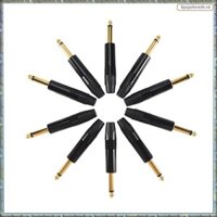 Mạ Vàng 10 Cái Cắm Mono Chuyên Nghiệp 2 Cực 6.35 Mm 6.5Mm Stereo Jack Cắm Neutrik 6.35Mm Jack Đen