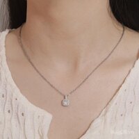[Mạ vàng thật] Dây chuyền xương đòn thời trang Hàn Quốc đơn giản và thanh lịch, đa năng, kim cương vuông siêu sáng bóng, zircon, phong cách Ins