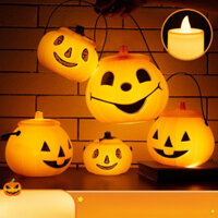 🎃🎃Mabay  Đèn lồng bí ngô Halloween Có Nắp Thùng bí ngô cầm tay trẻ em Đồ dùng kẹo Đạo cụ phát sáng