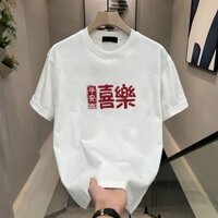 Mặc dạo phố Áo thun ngắn tay Cotton nặng nam phong cách 2025 thời trang Marlboro in hàng đầu #NTX35#