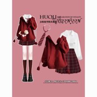 Mặc jk Đầm miu Thu Đông Preppy Phong Cách miu Váy Ngắn Giáng Sinh 2025 Đồng Phục Thời Trang Phong Cách Mới Nhỏ Nữ