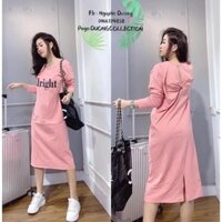 Mặc là đẹp váy thun dài tay dáng suông in chữ alright chất cotton cá tính