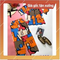 [Mặc Là SANG] Đồ bộ nữ pijama vải lụa tay ngắn quần dài gợn sóng - MaoMao