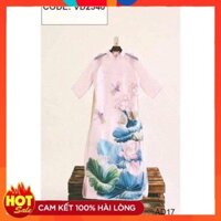 [Mặc Là Xinh]  Áo dài cách tân họa tiết hoa sen cao cấp - đổi hàng cho khách