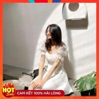 [Mặc Là Xinh]  Đầm trắng dự tiệc dáng xòe tay đính hạt siêu hot