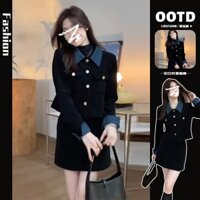 Mặc Mùa Thu Chanel Hepburn Phong Cách Đầm Đen Thu Đông 2025 Phong Cách Mới Nữ Thiết Kế Váy Ngắn Phù Hợp Với