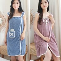 Mặc Nhiều Màu Sắc Váy Tắm Lông Cừu San Hô Khăn Tắm Người Lớn Áo choàng Tắm Váy Mềm Mại Thấm Hút Bộ Đồ Ngủ Nữ Dày Suspender Váy