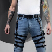 Mặc Niche Khâu cosplay Thắt Lưng Quần Jean Độc Đáo 4.2 Độc Đáo Đùi Punk Thiết Kế Dây Đeo Nam