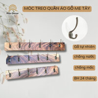 Mắc quần áo gỗ me tây, móc đồng giả cổ