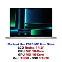 Macbook Pro 14 M2 Pro 10CPU 16GPU 16GB 512GB Silver - MPHH3SA/A