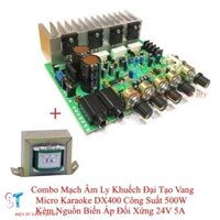 Mạch Âm Ly Khuếch Đại Tạo Vang Micro Karaoke DX400 Công Suất 500W Kèm Biến Áp