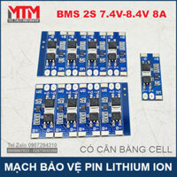 Mạch bảo vệ pin lithium ion 2S 7.4V 8A BMS có cân bằng