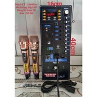 Mạch Công Suất Loa Kéo 16cm x40cm Bluetooth 5.0 âm thanh chất lượng cao + 1 Cặp micro cao cấp