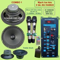 Mạch loa kéo 2 tấc đôi HA8622 xanh guita công suất 40W - 80W