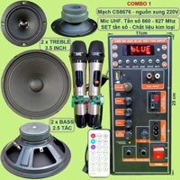 Mạch loa kéo 2.5 tấc đôi CS8676 60W – 120W có nguồn xung 220V kèm Micro đơn hoặc Micro đôi – Bluetooth Karaoke Guitar đi