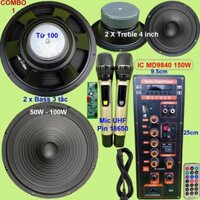 Mạch loa kéo 3 tấc đôi DSP lập trình chống hú IC MD9840 150W nguồn xung 220V – kèm loa và Micro đôi