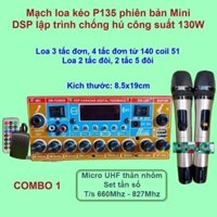 Mạch loa kéo P135 Kèm Micro phiên bản mini lập trình chống hú công suất 130W