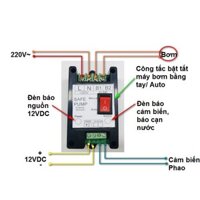Mạch phao bơm nước an toàn thông minh 12V30A 2.2kW có vỏ nhựa V2