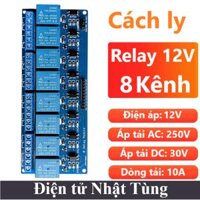 Mạch Relay 10A 12V 8 Kênh chân Header, Rơ le công suất 250VAC / 30VDC