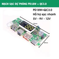 Mạch Sạc Dự Phòng QC3.0 +PD18W Hỗ Trợ Sạc 5V 9V 12V