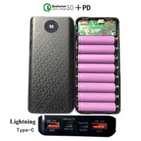 Mạch sạc pin dự phòng hỗ trợ sạc nhanh QC3.0 + PD kèm hộp đựng 8 Cell + lò xo box sạc dự phòng dùng pin 18650 CHÍNH HÃNG