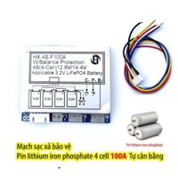 Mạch sạc xả bảo vệ Pin lithium phosphate 3.2V 4 cell 100A Tự cân bằng