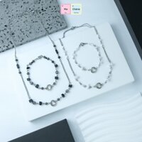 MaCherie Dây chuyền cặp đôi l vòng cổ cặp đôi nam nữ kết hợp mặt vòng xoắn inox không gỉ