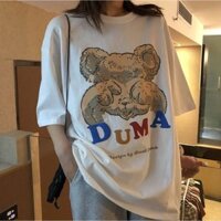 MACHIC - Áo thun Nữ form rộng tay lỡ in hình chú gấu DUMA ngầu, chất vải mịn mát không phai màu