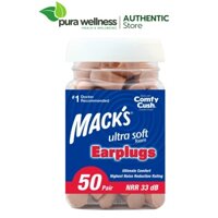 Mack's Ultra Soft Foam Earplugs Nút bịt tai chống ồn 33dB 50 cặp