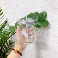 [macmun]-CỐC PHA SỮA THUỶ TINH CHIA VẠCH SIÊU TIỆN LỢI CÓ NẮP VÀ ỐNG HÚT CHO BÉ