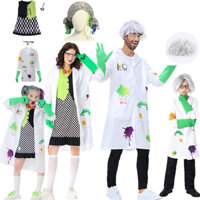 Mad Nhà Khoa Học Trang Phục Cho Trẻ Em Bé Trai Bé Gái Phòng Thí Nghiệm Bác Sĩ Áo Trắng Tóc Giả Bộ Kính Dành Cho Người Lớn Nam Nữ Lạ Mắt Cosplay Halloween Carnival Sách Học Sinh Tuần