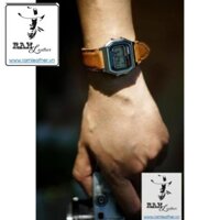 (Made in VietNam) DÂY ĐỒNG HỒ DA BÊ THẬT MÀU NÂU SỮA - CASIO A159 -CHÍNH HÃNG R A M LEATHER