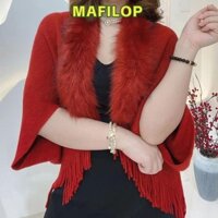 Mafilop Faux Fur Collar, Dệt Kim Tua Rua Mùa Đông Ấm Đan Khăn Choàng, Dày Sang Trọng Quấn Khăn