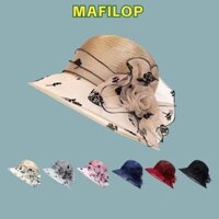 Mafilop Mũ Nơ Hoa Nữ, Mũ Chống Nắng Rộng Vành Retro, Áo Organza Thoáng Khí Thanh Lịch Đi Biển Mũ Chống Nắng Cho Nữ Nhà Thờ Đám Cưới
