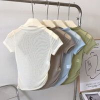 [Maggieyoga] Áo thể thao lưới gợi cảm viền không đều xếp ly bên hông nhẹ chạy bộ tập Yoga