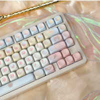 Magic Girl Keycap MOA Profile 131 Phím PBT Thuốc nhuộm năm mặt thăng hoa Macaron Cơ Keycaps Cá tính Hồng Xanh Vàng Dễ thương ngọt ngào Keycap cho 68 / 75 / 87 / 98
