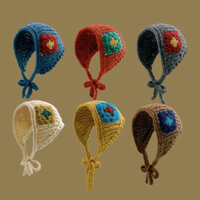 MAGIC KIWI / Băng Đô Handmade Retro Băng Đô Bảo Vệ Tai Mũ Len Ấm Hoa Tam Giác Khăn Dệt Kim Mũ