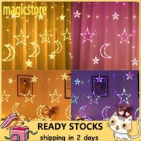 Magicstore Star Moon Curtain String Lights  Lamp Add Romantic Ambience Window Curtain Lights for Bedroom Living Room Shop