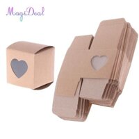 Magideal 50x Kraft Đám Cưới Ủng Hộ DIY Quà Tặng Hộp Kẹo Trái Tim Cửa Sổ Kỷ Niệm Đảng Nâu