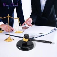 Magideal Gỗ Gavel Và Khối Tròn Gỗ Gavel Đồ Chơi Trang Phục Phụ Kiện Cosplay Chống Đỡ Cho Sinh Viên Đấu Giá Cuộc Họp Thẩm Phán Luật Sư