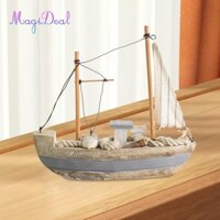 Magideal Gỗ Sailing Thuyền Trang Trí Retro Thuyền buồm Mô Hình Thủ Công Thuyền Câu Cá Kỷ Niệm