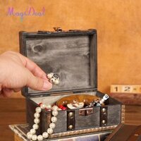 Magideal Kho Báu Ngực Hộp Trang Trí Bằng Gỗ Heo Đất Thủ Công Bảo Quản Ngực Hộp Trang Sức Đồ Chơi Tiền