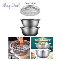 Magideal Máy Thái Rau Đa Năng Lưu Vực Inox Đa Năng Julienne Grater 3 Trong 1 Cho Tỏi Trái Cây Cà Rốt Khoai Tây