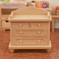 Magideal Tỉ Lệ 1 / 12 Nhà Búp Bê Gỗ Hiện Đại Đầu Giường Tủ Tivi Nội Thất Phòng Ngủ Đồ Chơi