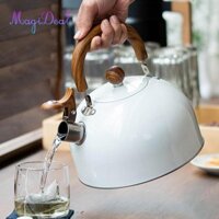 Magideal Whistling Ấm Siêu Tốc 3 Lít Ấm Trà Nồi Chống Rỉ Sét Nhẹ Cho Bếp Máy Làm Có Tay Cầm Gỗ