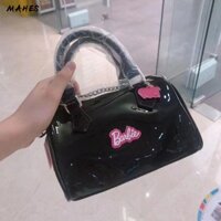 MAHES Túi đeo vai Barbie, Ba lô Túi xách PU Barbie màu hồng, Túi đeo chéo nhỏ bóng cầm tay thời trang dành cho nữ